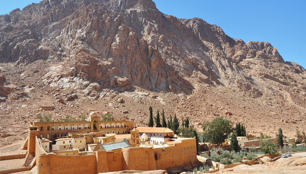 The Santa Catalina Monastery is located at the mouth of a canyon that is difficult to access  of Mount Sinai, in Egypt.
